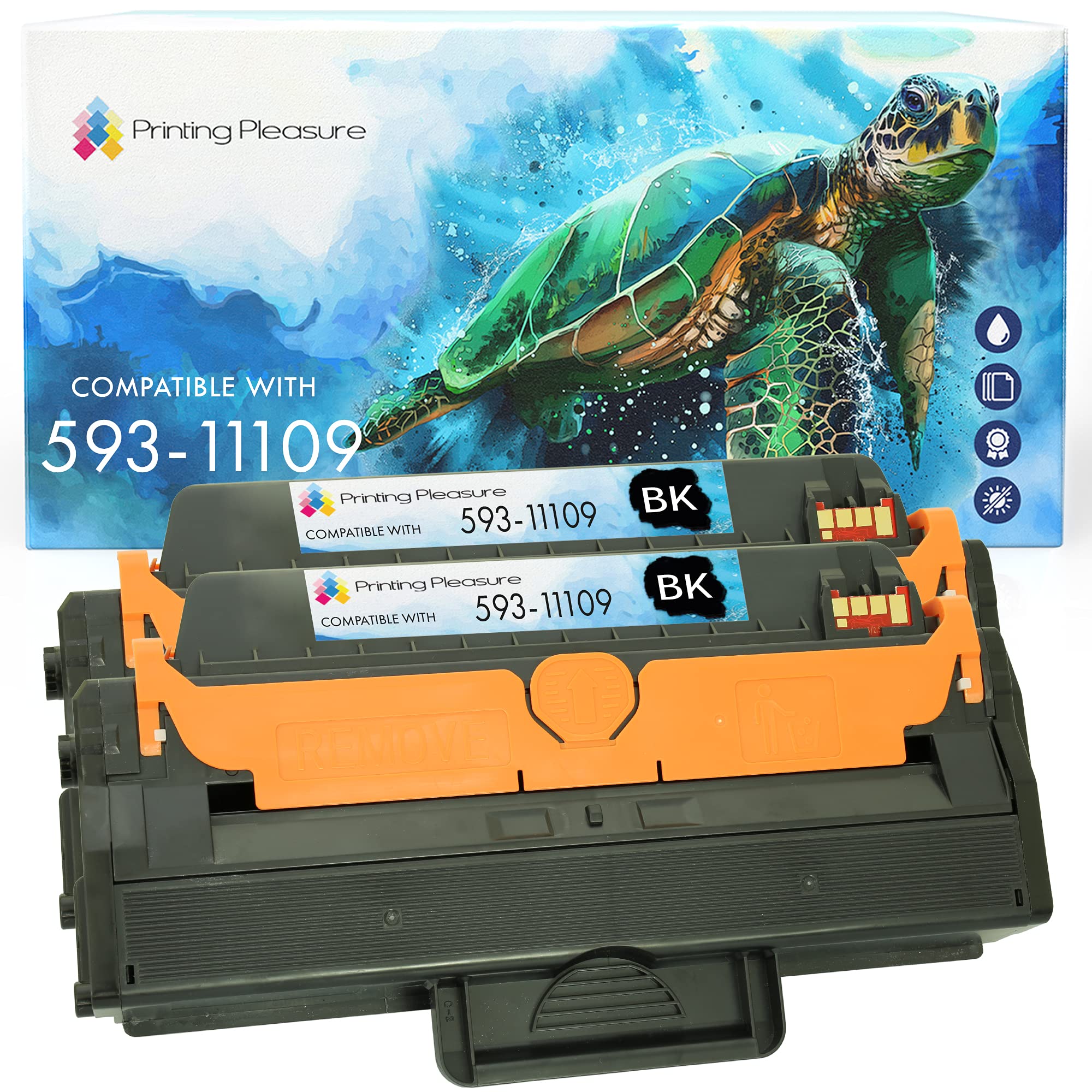 Printing Pleasure 2 Compatible Toner Cartridges for Dell B1260 B1260DN B1265 B1265DN B1265DNF B1265DFW - Black, High Yield