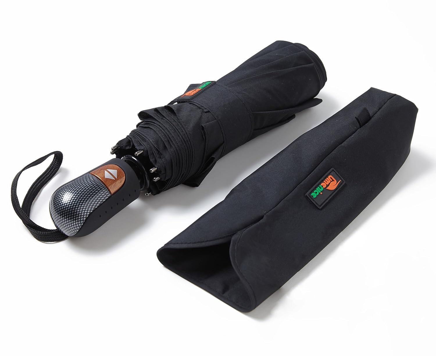 Umenice Paraguas Automático de Viaje Color Negro con varillas y tela con