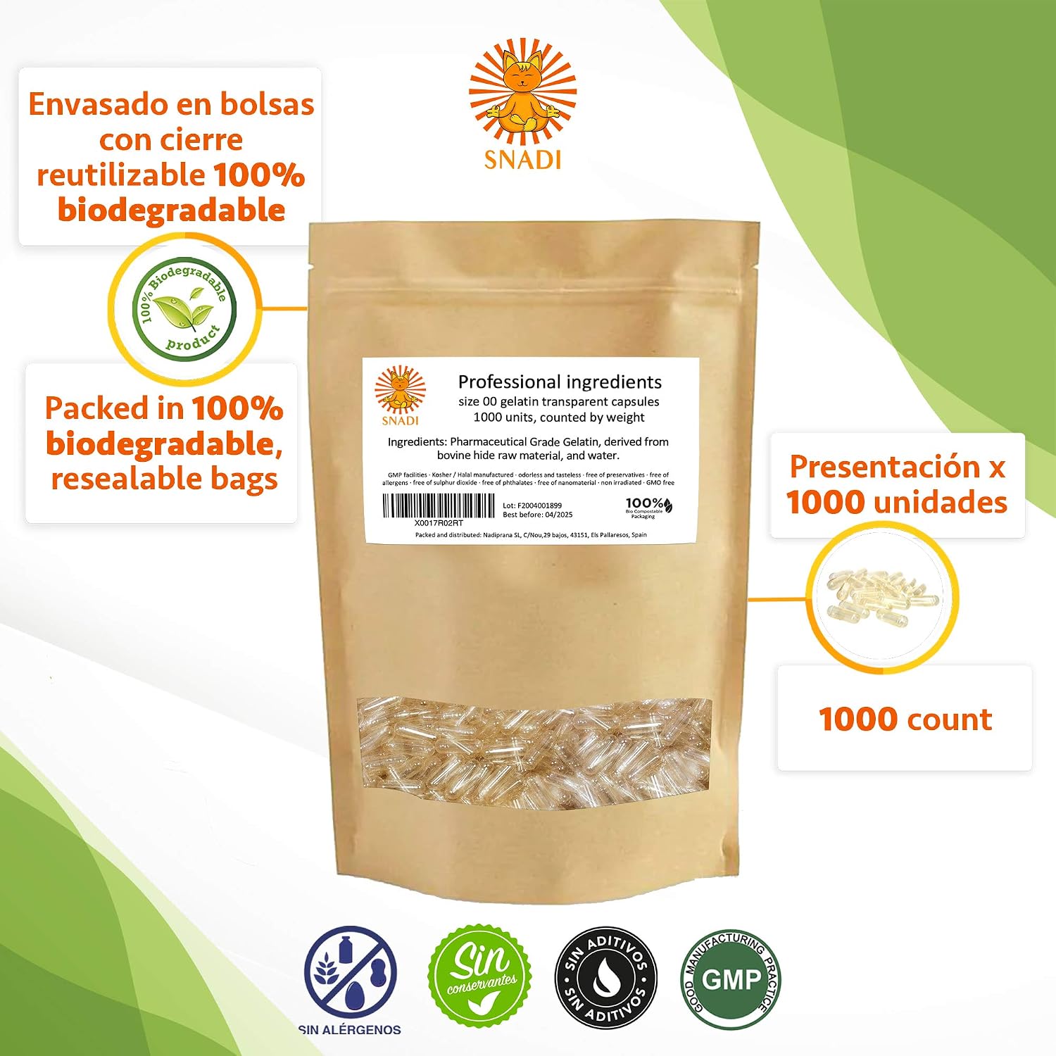 Snadi - 1000 Empty Gelatin Capsules, Transparent, 1000 count (Pack of 1) - Image 5