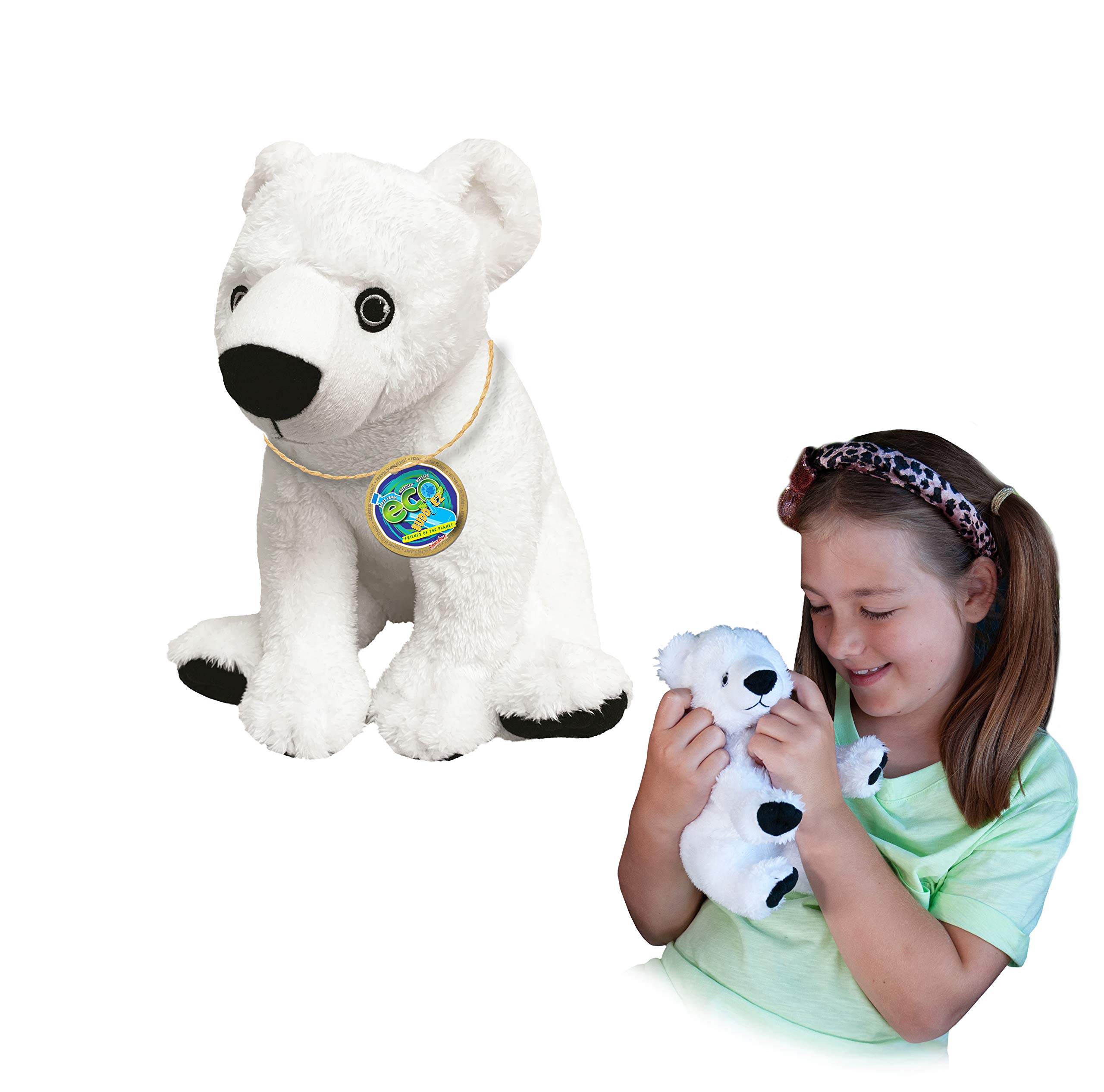 EcoBuddiez - Polar Bear from Deluxebase. Medium 20cm Soft Plush Animals made from Recycled Plastic Bottles. Eco-Friendly Cuddly Gift for Kids and Cute Stuffed Animal Toy for Toddlers. — image 1