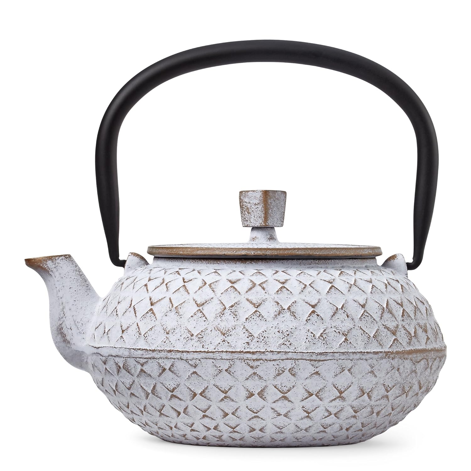 White Grid Cast Iron Teapot by Teavana Teapots