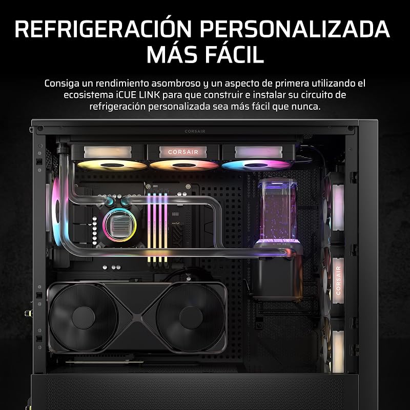 Kit de Arrefecimento Personalizado iCUE Link XH505i RX360 RGB – Bloco de Arrefecimento Líquido XC7 Elite, Bomba e Depósito XD6 Elite, 3 RX120 RGB, Radiador XR5 de 360mm, Centro de Sistema - Preto