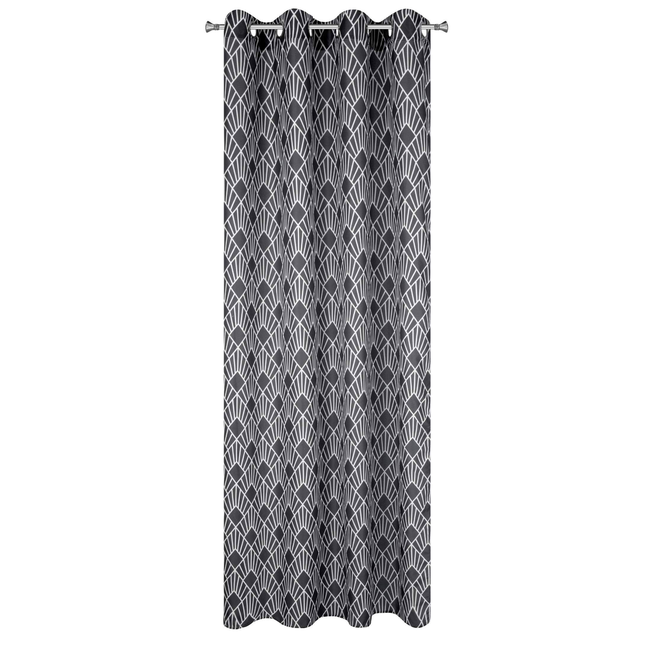 Eurofirany Geometric Pattern Curtains Loops Elegant Smooth Two-Tone Soft Living Room Bedroom Lounge Steel Grey 140 x 250 cm