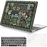 iCasso for MacBook Air 13 inch Case 2020 2019 2018 Release A2337 M1 A2179 A1932, Flower Hard Shell Protective Case for MacBook Air 13.3 inch + Keyboard Cover + Screen Film, Black