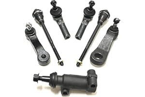 PartsW - 7 Pc Steering Kit Classic Inner & Outer Tie Rod Ends Idler & Pitman Arms Idler Arm Bracket Assembly Fits with Power Steering Gear Box/Cadillac Escalade/Chevrolet Silverado 1500 4WD / RWD