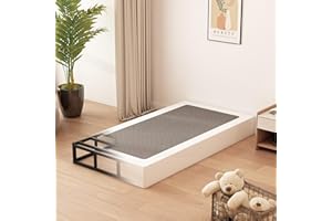 Husleephu Twin Box Spring, 9 Inch High Profile Metal Box Spring Twin Bed Base with Fabric Cover, Sturdy Mattress Foundation, Easy Assembly, Noise Free, Black