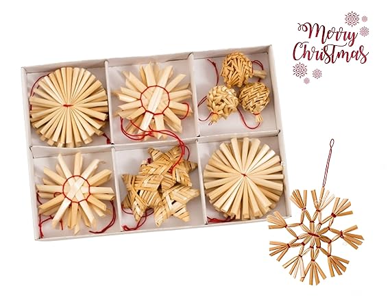 TK Gruppe Timo Klingler Strohsterne Weihnachten Baumschmuck Christbaumschmuck zum Aufhängen Tannenbaum Weihnachtsbaum Christb