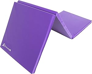 ProsourceFit Tri-Fold Folding Thick Exercise Mat 6’x2’ with Carrying Handles for Tumbling, MMA, Martial Arts, Gymnastics, Stretching, Core Workouts