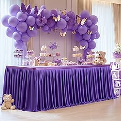 Partisky Purple Polyester Table Skirt for Rectangle