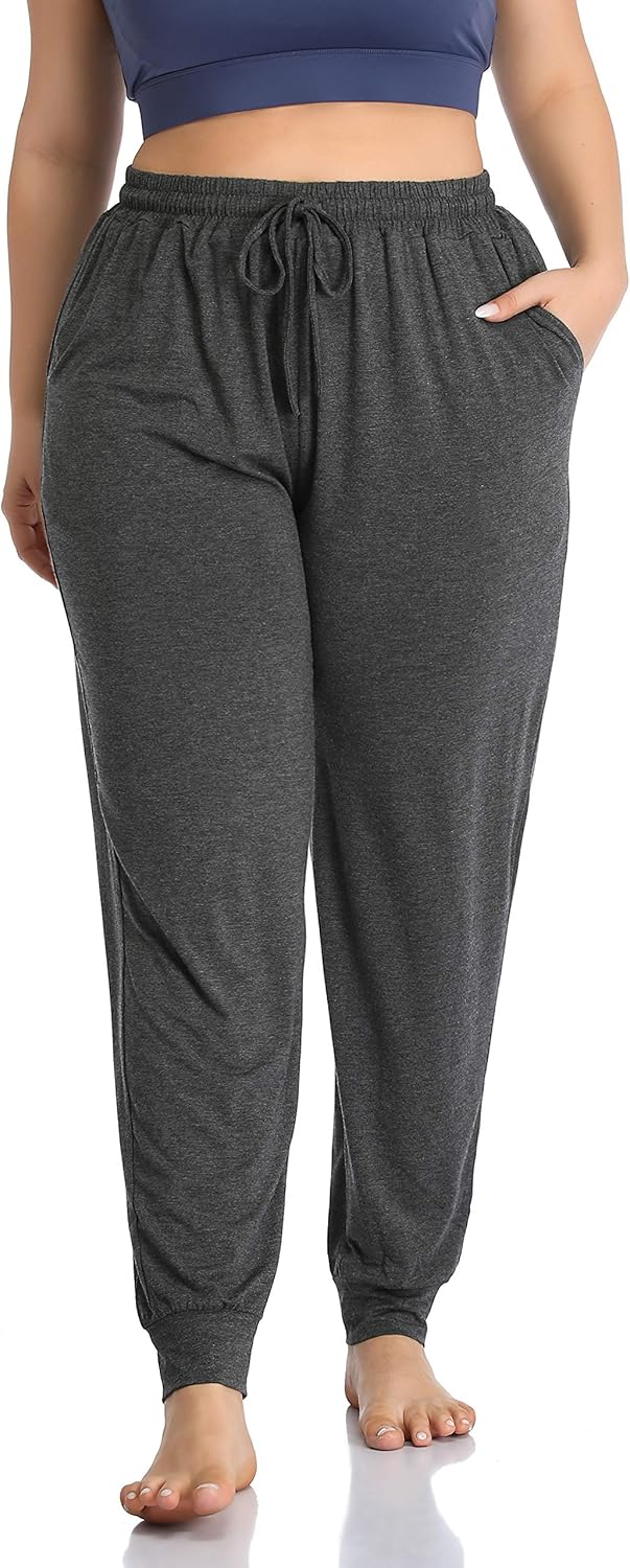 ZERDOCEAN Women's Plus Size Casual Lounge Yoga Pants Comfy Relaxed Joggers Pants Drawstring with Pockets: Clothing