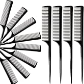 12 Pack Rat Tail Comb, Fine Tooth Hair Comb for Men and Women, Black | Plastic tail combs, anti-static rattail pick, sectioning styling tool, 12 black combs for all hair types