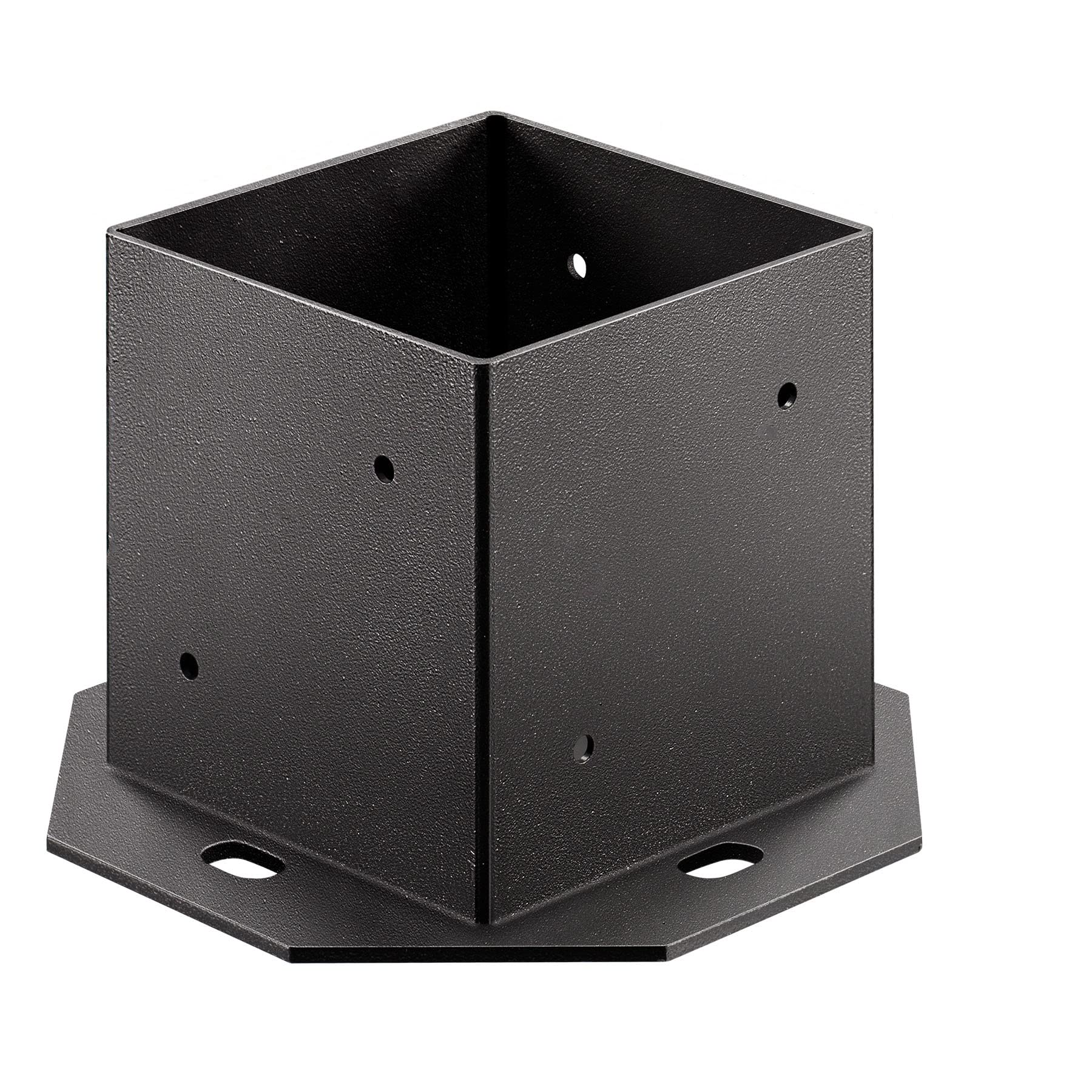 Photo 1 of Metty Metal 4"x4" Mailbox Base Plate, Gray Powder-Coated Fence Post Anchor, Q235 Steel Deck Post Base, Surface Mount Base Plate for Mailbox Post Deck Supports Porch Railing Post Holders (Black)