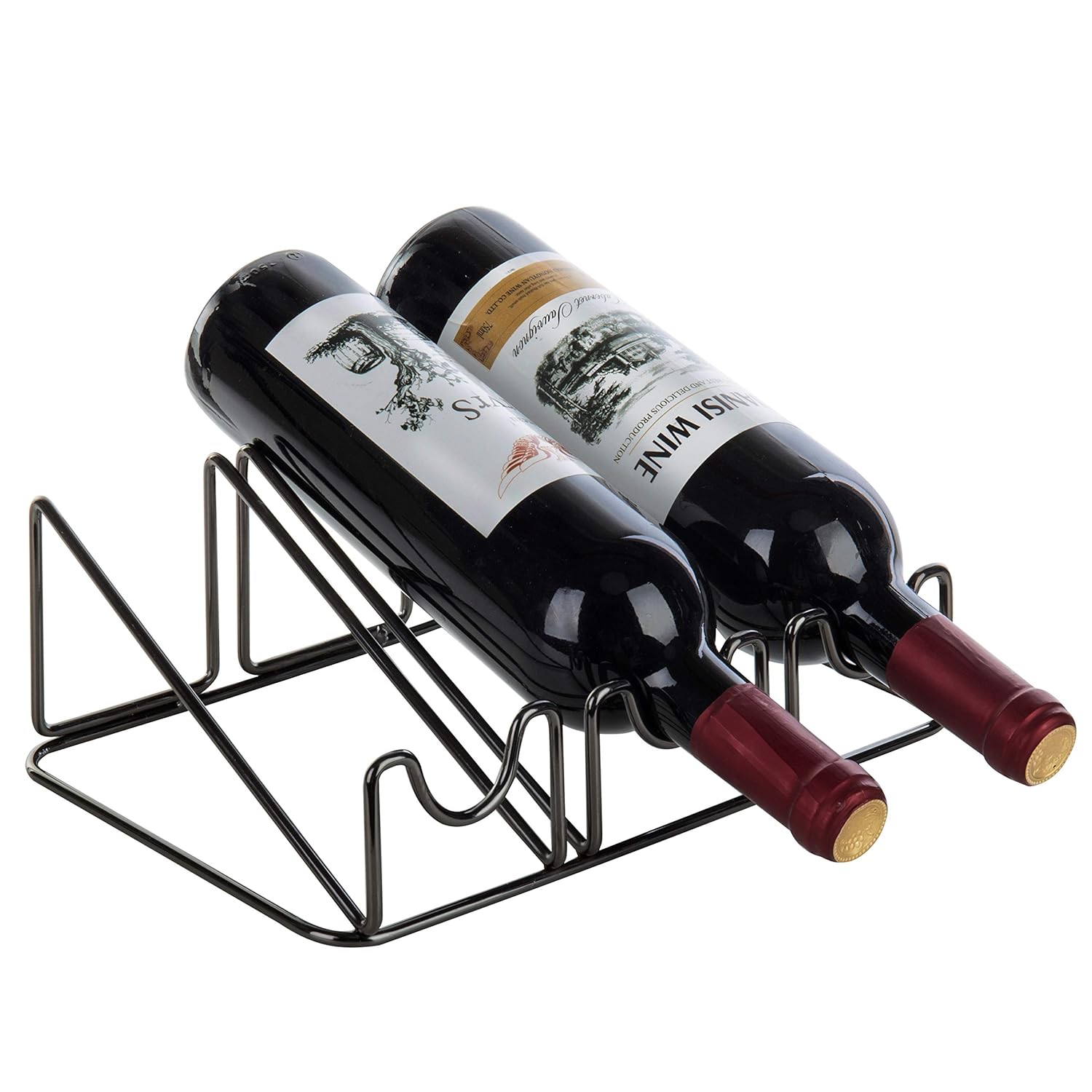 Tabletop Wine Racks MyGift Modern Gunmetal Gray Wire Tabletop 3Bottle