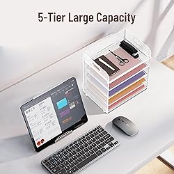 2 Pack 5-Tier White Desk Organizer with Handle Mesh