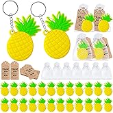 CiciBear 120 Pack Pineapple Party Favors with 40 Keychains, 40 Thank You Tags and 40 Bags for Hawaiian Luau Aloha Party, Tropical Flamingo Summer Bachelorette,Birthday