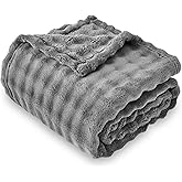 SOCHOW Grey Bubble Fleece Blanket for Couch, Super Soft Cozy Cute Throw Blanket for Women, Decorative Fuzzy Flannel Blanket, 60 x 80 Inches