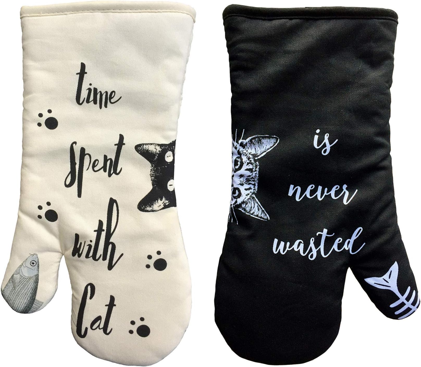 AIYUEOven Mitts Thick Cotton Kitchen Oven mitt | Funny Cat Oven Gloves with Long Sleeves | Heat Resistant to 482 °F | Machine Washable | Suitable for Cooking Baking BBQ