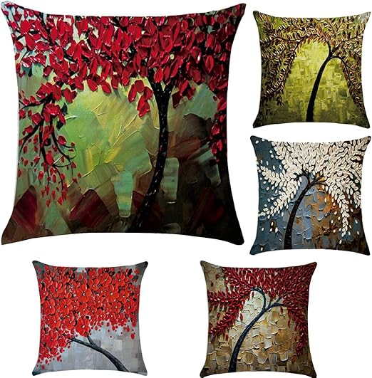 Amazon Com Oil Painting Print Polyester Throw Pillow Case Cushion