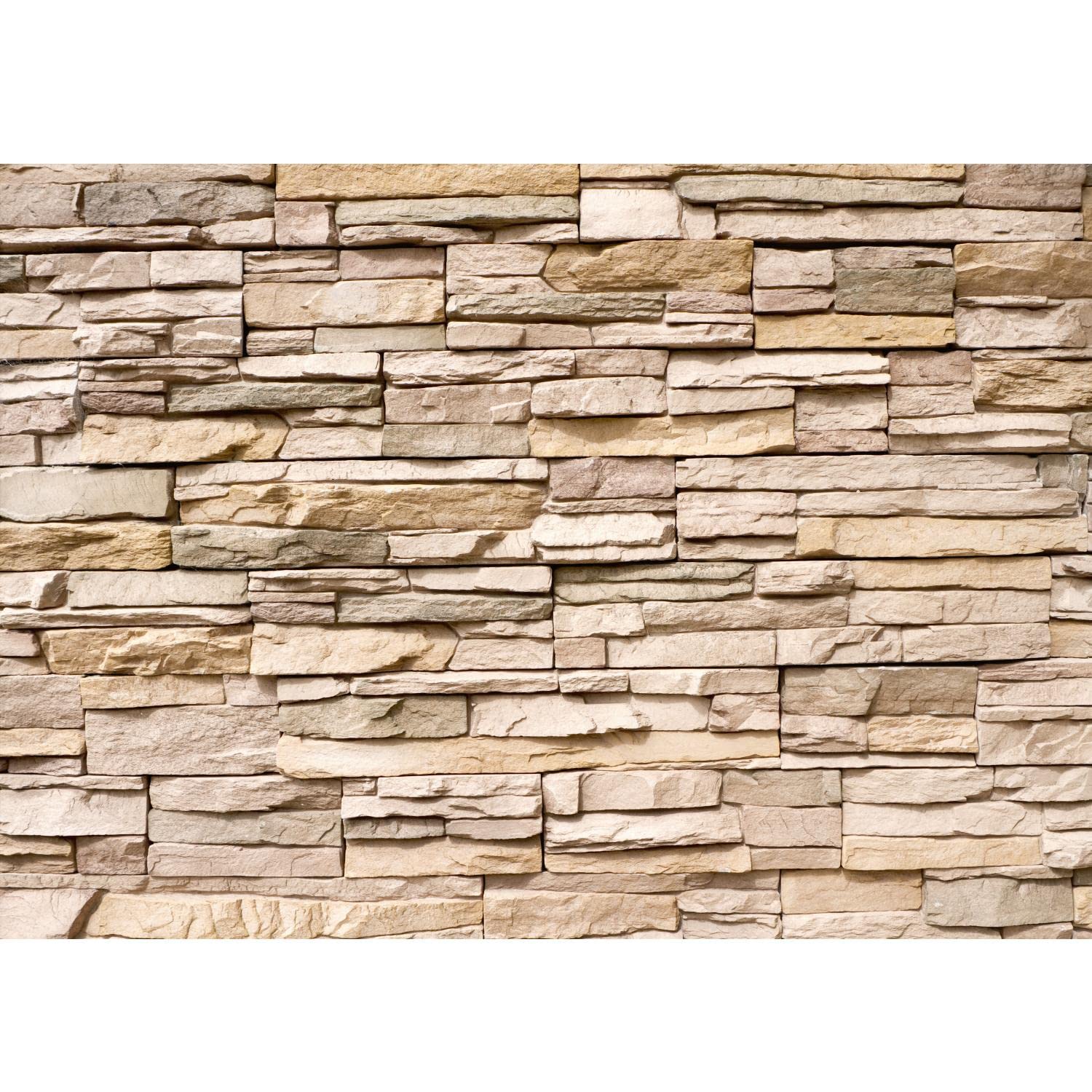 Runa Art Photo Wallpaper Stone wall 3D Effect Modern Non-Woven Living Room Bedroom Wall Decoration - Made in Germany - Brown 9019010b