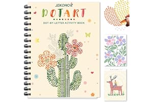 JEKOHOR Adult Coloring Book with 30 Patterns for Relaxation and Stress Relief - Dot-by-Letter-Guided Dot Art Meditations - Color by Letter Coloring Books for Teens, Adults & Seniors