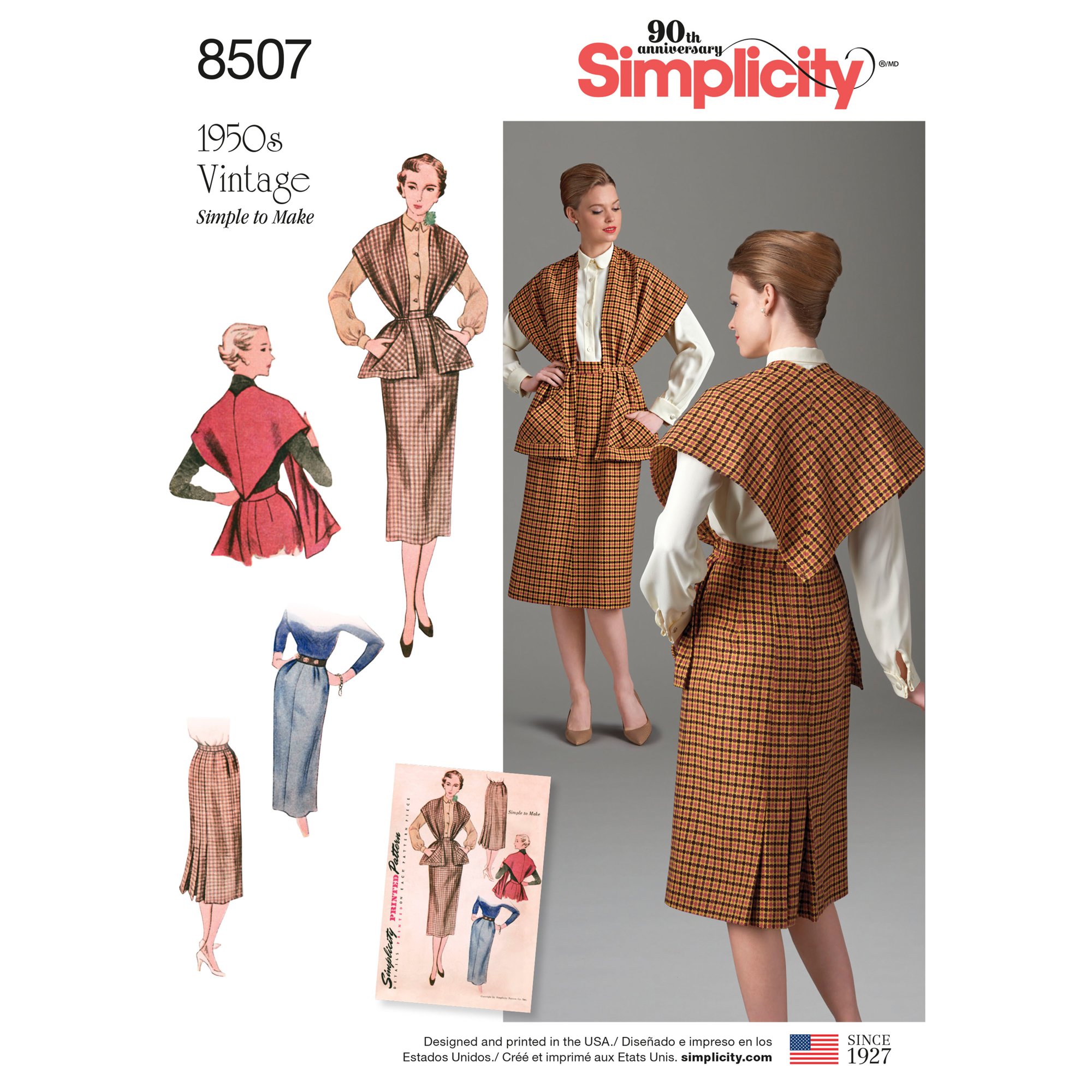 Simplicity Pattern 8507 U5 (16-18-20-22-24) Miss Vintage Skirt and Stole, Paper, White, 22 x 15 x 1 cm