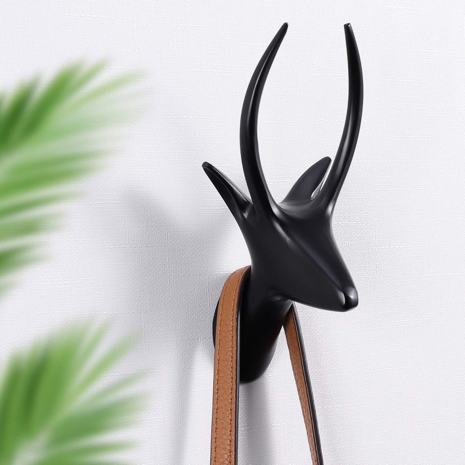 HomGif Wall Hook Deer Decor Robe Towel for Bathroom Kitchen Living Room (Black)