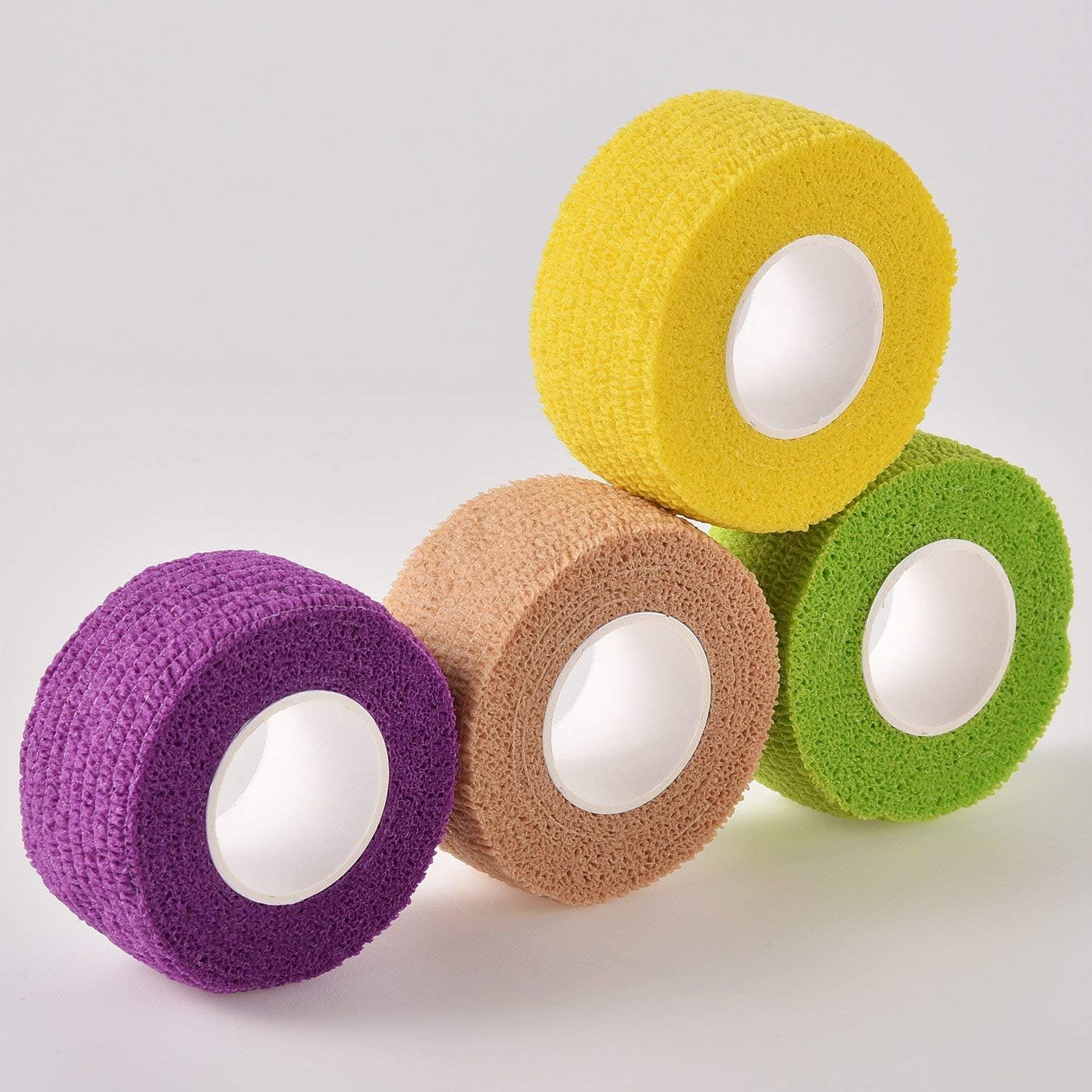 12 Pieces Adhesive Bandage Wrap Stretch Self-Adherent Tape for Sports, Wrist, Ankle, 5 Yards Each (12 Colors, 1 Inch): Health & Personal Care