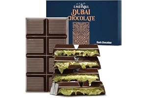 Eastanbul Dubai Dark Chocolate Bar Pistachio, 7oz, Premium Belgium Chocolate, Pistachio Dubai Bar, Viral Candy with Shredded Phyllo Dough, Knafeh, Gift Box