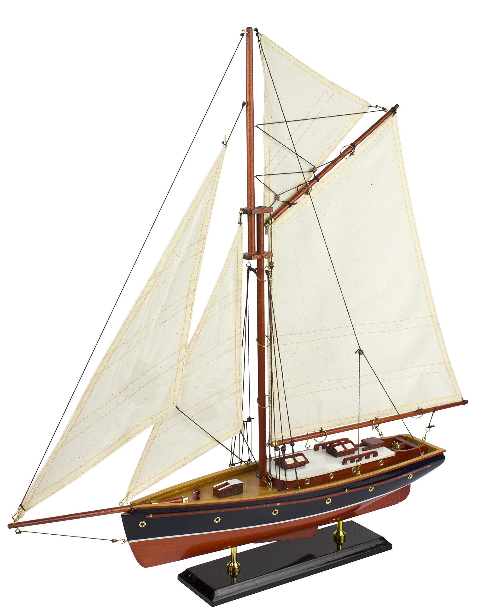 Gaff-Rigged Yacht with Cabin, 60 cm