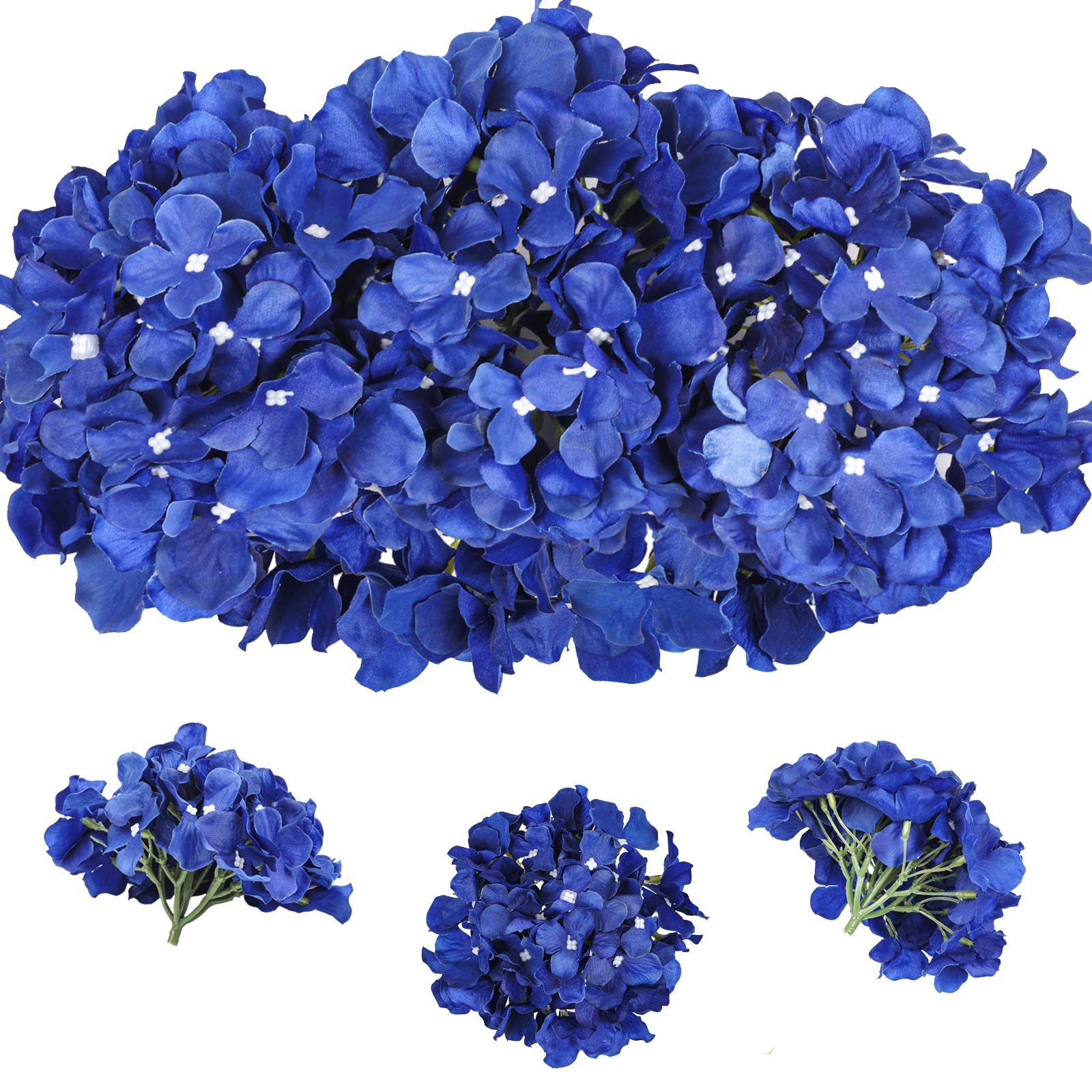 Tifuly 12Pcs Artificial Hydrangeas, Realistic Silk Hydrangeas Flower Heads with Stems Fake Flowers for Wedding Bridal Bouquets, Home Office Party Decor, Floral Arrangements, Centerpiece(Royal Blue)