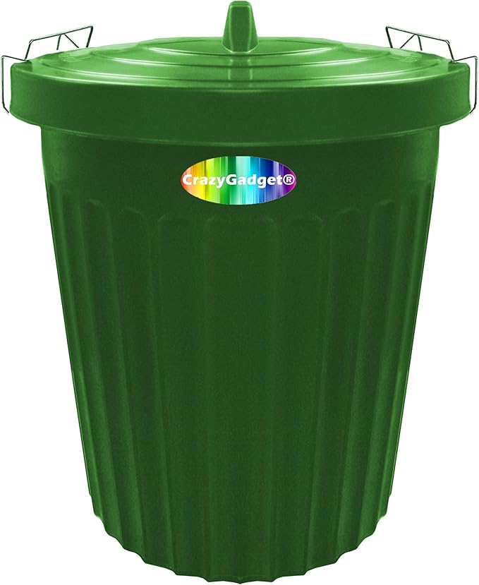 CrazyGadget® 100 Litre 100L Extra Large GREEN Plastic Dustbin Garden