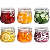 ComSaf Airtight Glass Jars with Lids 17oz Small Food Storage Container Set of 6 - Airtight Canister with Clear Preserving Seal Wire Clip Fastening for Kitchen Canning Pickling Mason jars