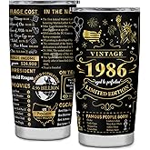 pinvgsbu 40th Birthday Gifts for Her/Women Him/Men, 1986 Birthday Tumbler 20oz, Best Gifts for 40 Year Old, Funny 40th Birthday Gifts for Women Men, 1986 Birthday Stainless Steel Tumbler 20oz