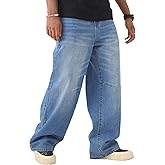 MZNBURAM Men's Y2K Hip Hop Super Baggy Long Jeans Loose Fit Wide Leg Denim Pants Casual Streetwear Trousers