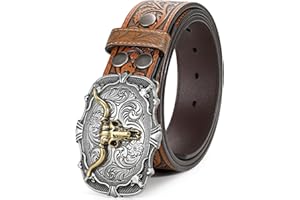 BELTROAD Western Leather Buckle Belt for Men Women Cowboy Cowgirl Mens Leather Belt for Jeans Christmas Men's Belt Gifts