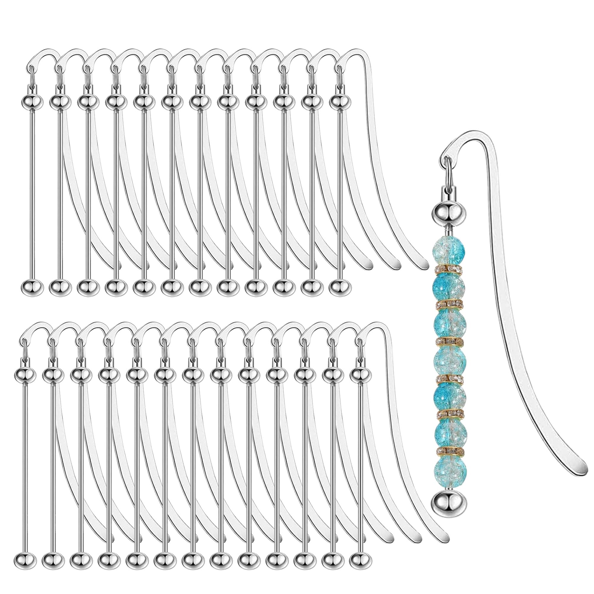 Photo 1 of 25PCS Beadable Bookmarks DIY Metal Blank Beaded Bookmark Beadable Items Modern Beaded Craft Jewelry Pendant Charm Gift Perfect for Book Lovers Students Teachers and Office Supplies