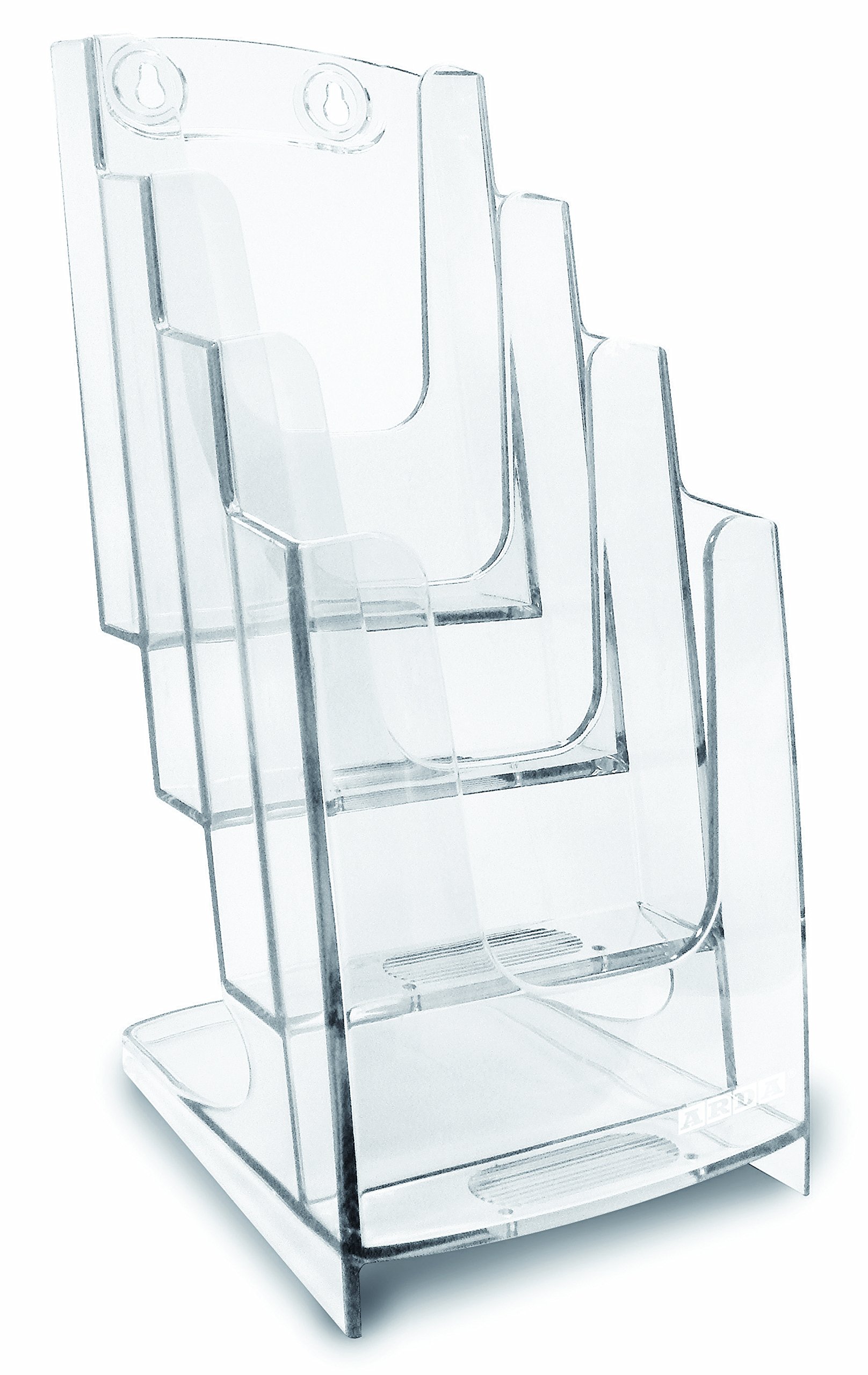 ARDA Wall magazine rack with 4 compartments | Format 1/3 A4, capacity 800 sheets of 80gr | Transparent display