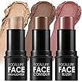 FOCALLURE 3 Pcs Cream Contour Sticks,Shades with Highlighter & Bronzer & Blush,Non-greasy Long-wear Face Contouring Pen,Easy 