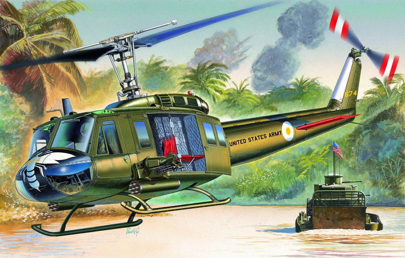 Tamiya The Hobby Company Italeri 1247S UH-1D Slick Helicopter Model Kit