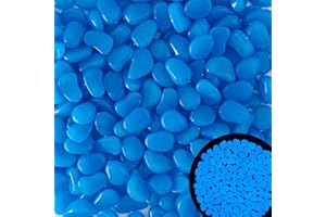 KAIYUAN DYNASTY 1.4LB 0.96"-1.06" Blue Glow in The Dark Pebbles Fish Tank Rocks Outdoor Glowing Rocks Luminous Stones for Walkway Pathway Backyard Glow in The Dark Rocks for Garden (200PCS)