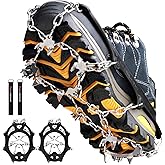 Cimkiz Crampons Ice Cleats Traction Snow Grips for Boots Shoes Women Men Anti Slip 19 Stainless Steel Spikes Safe Protect for Hiking Fishing Walking Climbing Mountaineering