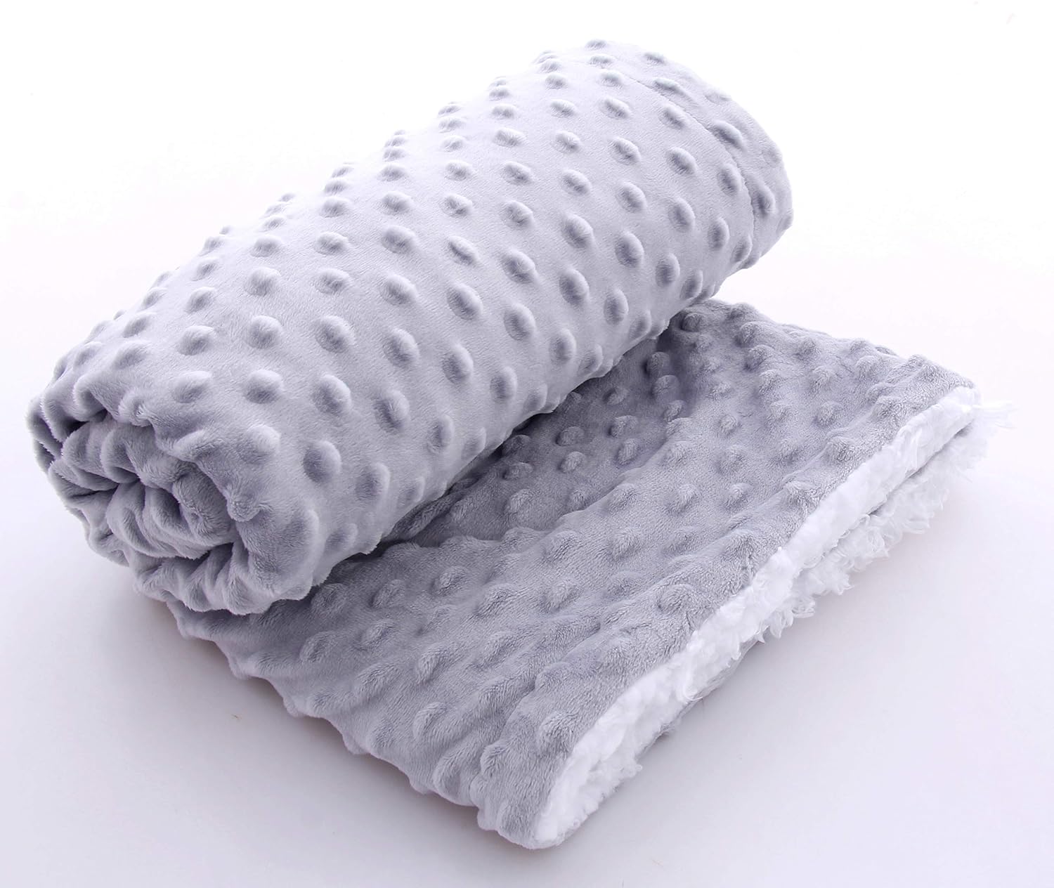 SWEET DOLPHIN Sherpa Minky Baby Blankets for Crib Stroller Nap, Fuzzy Warm Cozy Soft Receiving Blankets Unisex for Boys, Girls, Kids, Toddler, Infant - Light Grey - 30x40 inches: Baby