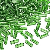 uxcell 1200Pcs Glass Bugle Beads, 6x1.7mm Tube Mini Loose Glass Seed Spacer Bead for DIY Earrings Necklaces Bracelets Jewelry Making (Dark Green)
