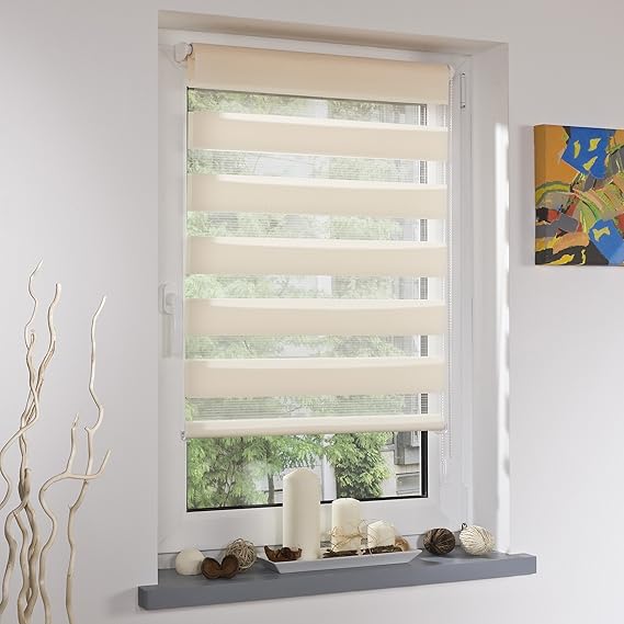 Liedeco® DUO Rollo Klemmfix - 120 x 160 cm apricot (Breite x Höhe) / transparent lichtdurchlässig blickdicht und stufenlos ve