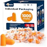 VOISEN Ear Plugs, 1000 Pairs Ear Plugs for Sleeping | 32dB NRR 37dB SNR Ear Plugs Noise Cancelling for Snoring, Studying, Loud Events, Traveling &amp; Concerts, Individual Package
