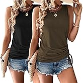 Womens Tank Tops 2 Pack Summer Tops Crew Neck Trendy Sleeveless Tops Cute Loose Fit Workout Casual Outfits 2025