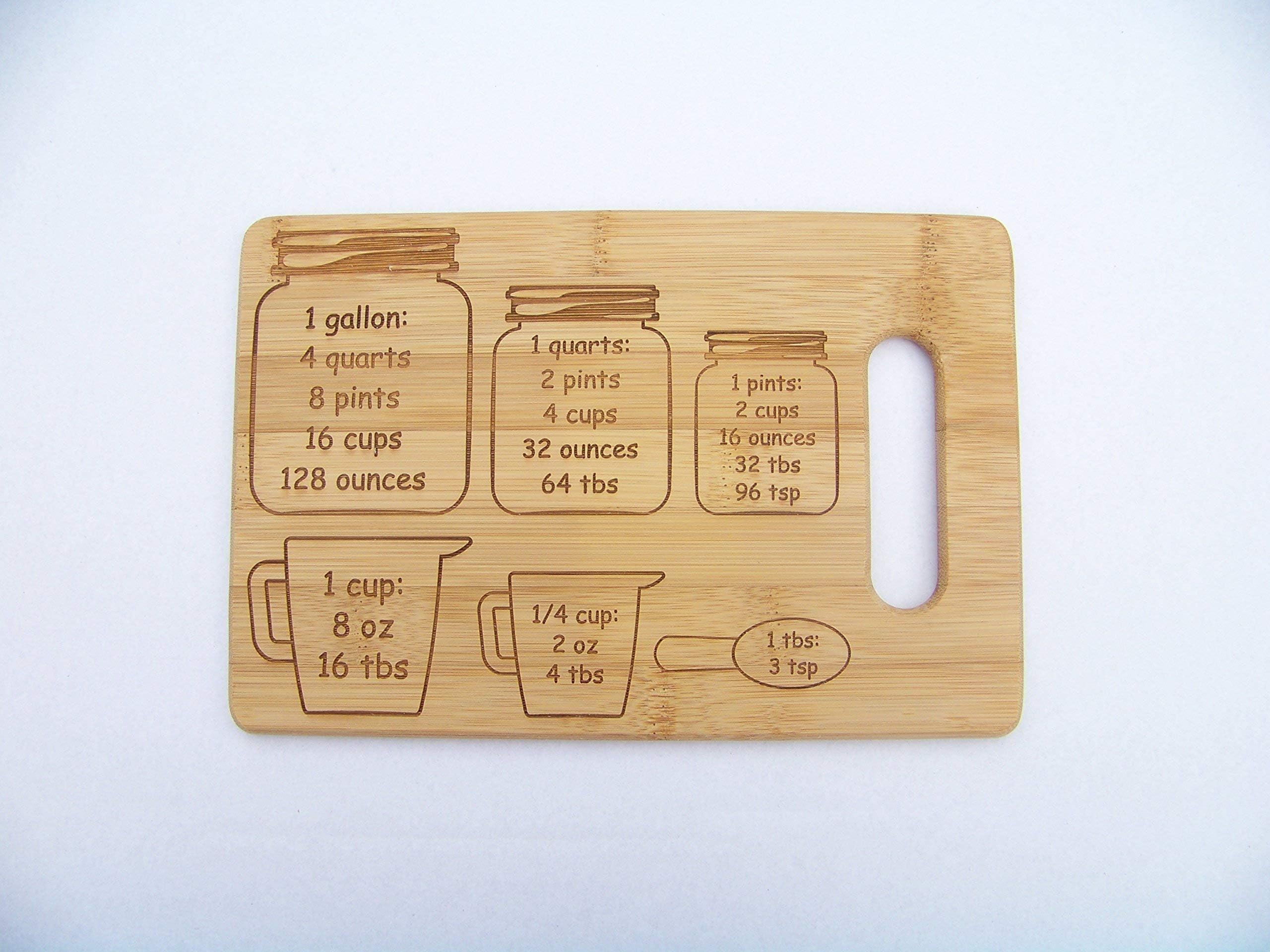 Bamboo Cutting Board with Measurement Conversions 6 inches by 9 inches