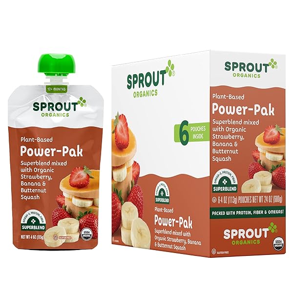 SPROUT ORGANICS SUPERBLEND WITH STRAWBERRY BANANA AND BUTTERNUT SQUASH, 4 OZ POUCH