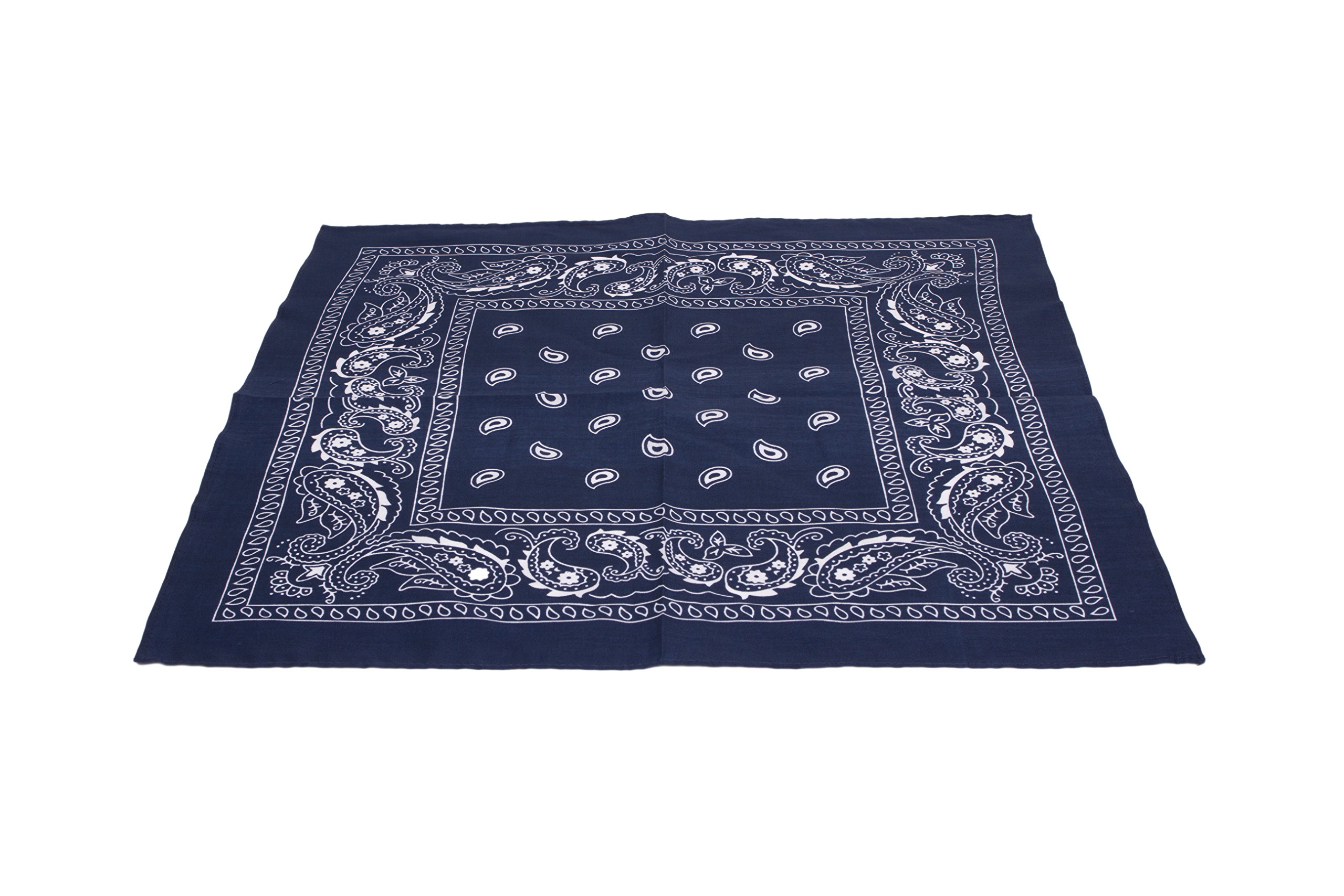 M MACAHEL Cotton Paisley Design Bandana (Navy)
