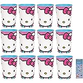Unique Hello Kitty Birthday Party Supplies Bundle includes 12 Reusable Cups 16oz and 1 Dinosaur Sticker Sheet